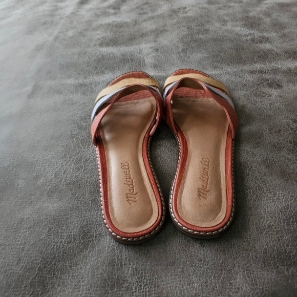 Madewell The Wave Slide Sandal in Colorblock Lizard Embossed Leather. - Picture 5 of 6